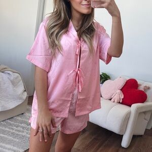 Pink hearts Satin Sleepwear Set